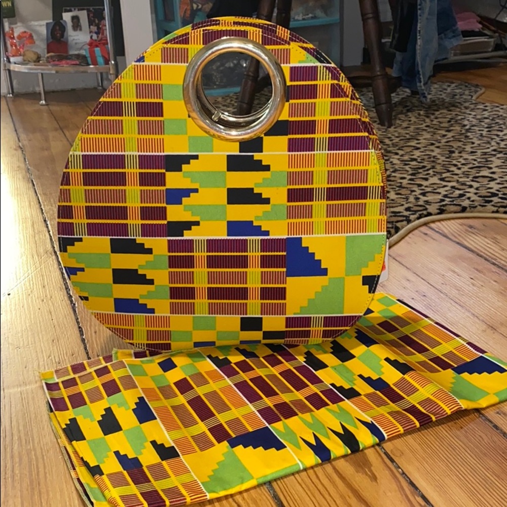 Kente cloths purse and headwrap set
